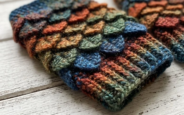 Dragon Scale Fingerless Gloves Free Crochet Pattern