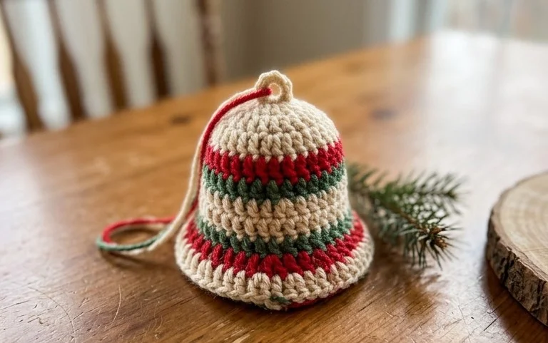 Easy Crochet Christmas Bell Ornament: Free DIY Pattern