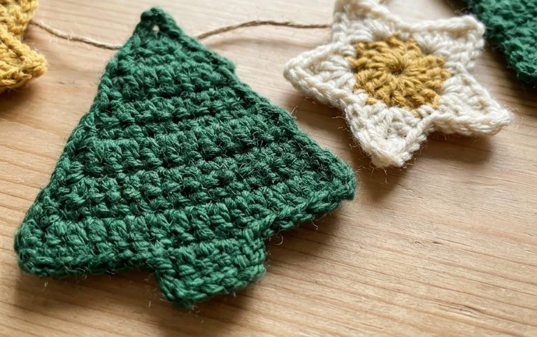 Christmas Tree and Star Garland Free Crochet Pattern