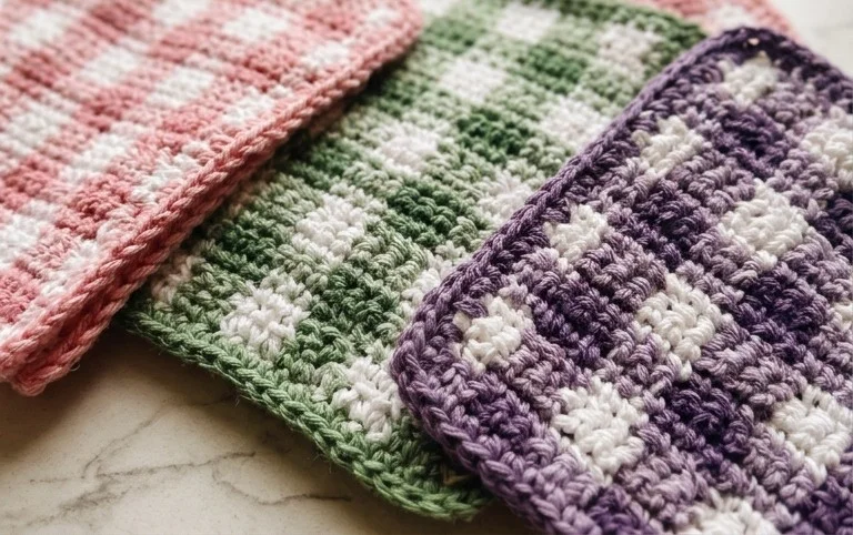 Crochet Gingham Dishcloths - Free Pattern